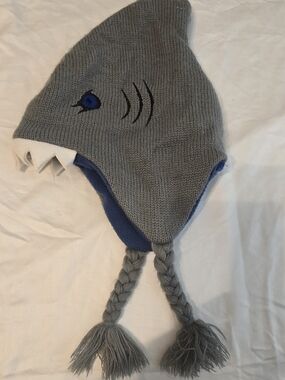 Gray Shark Knit Earflap Hat for Kids - Unbranded